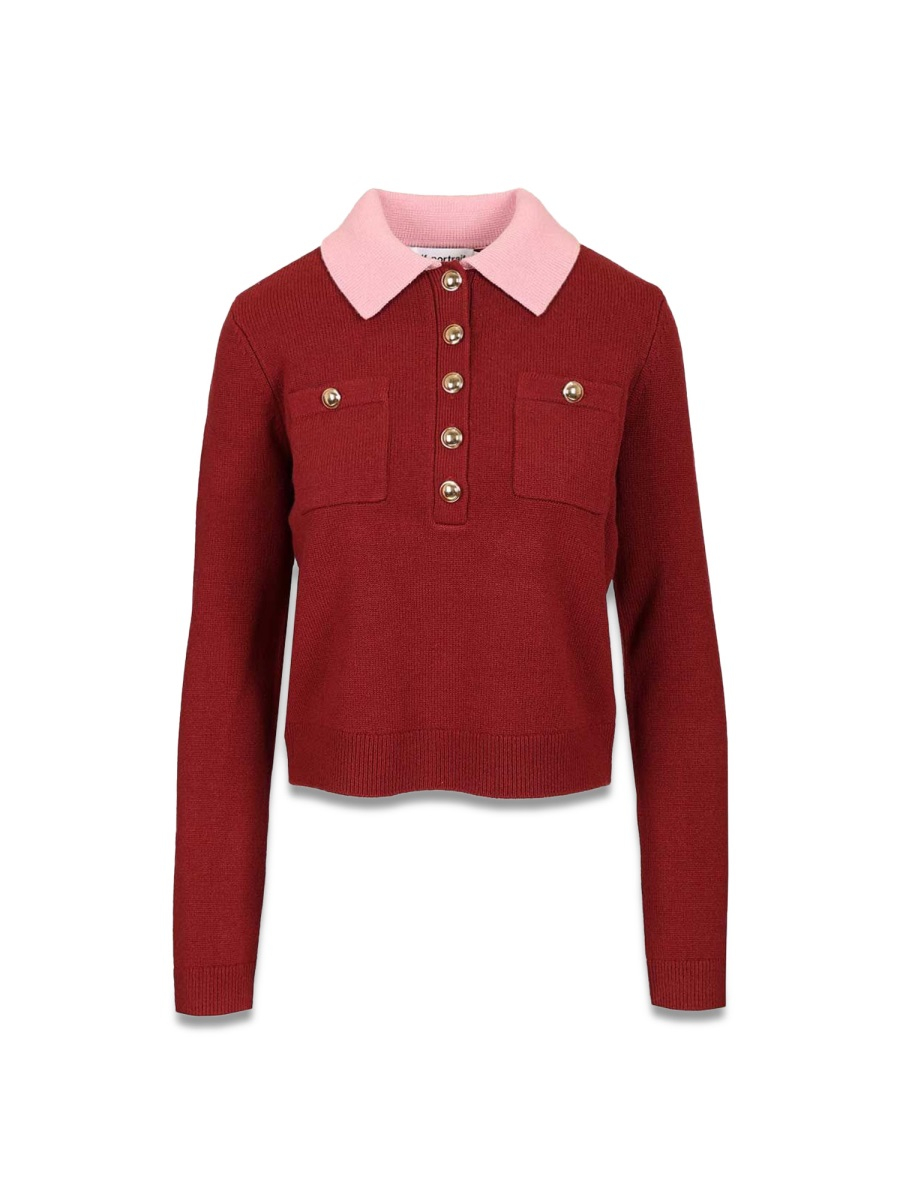 [Self-portrait] T-shirts Long Sleeve FW25 AW25-021TB-BU_BURGUNDY