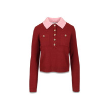 [Self-portrait] T-shirts Long Sleeve FW25 AW25-021TB-BU_BURGUNDY