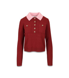 [Self-portrait] T-shirts Long Sleeve FW25 AW25-021TB-BU_BURGUNDY