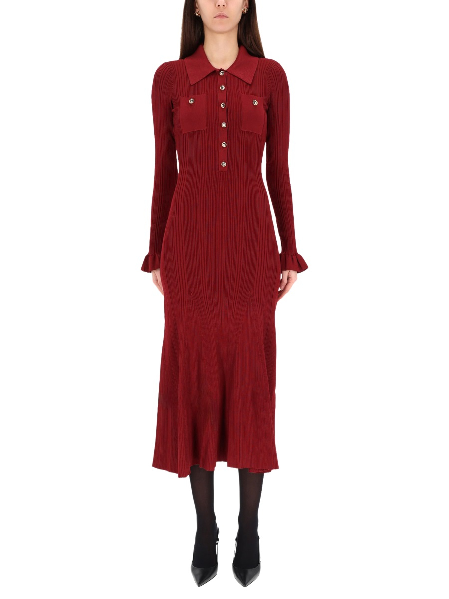 [Self-portrait] Long sleeve dress FW25 AW25-008MA-BU_BURGUNDY