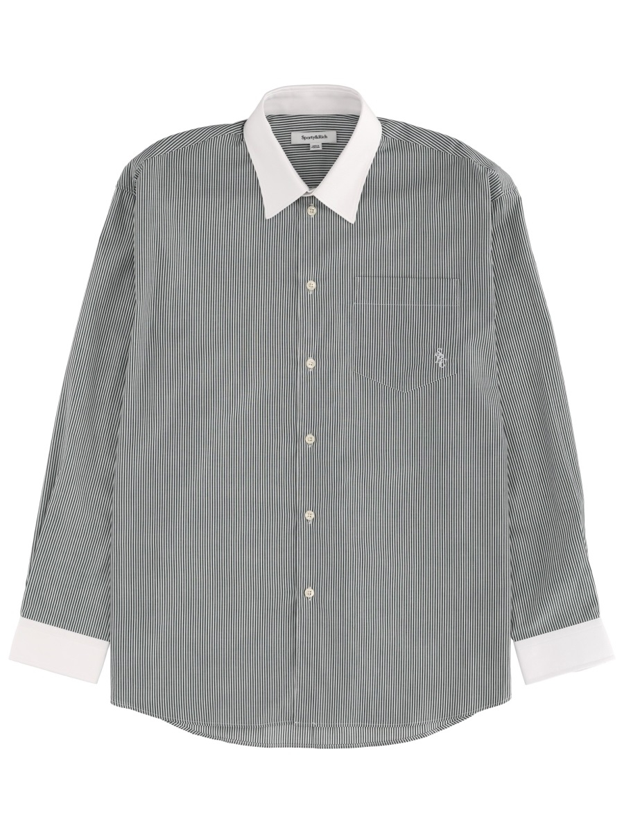 [SPORTY&RICH] Shirts Long Sleeve FW25 SI01961302ST71_FORESTSTRIPED