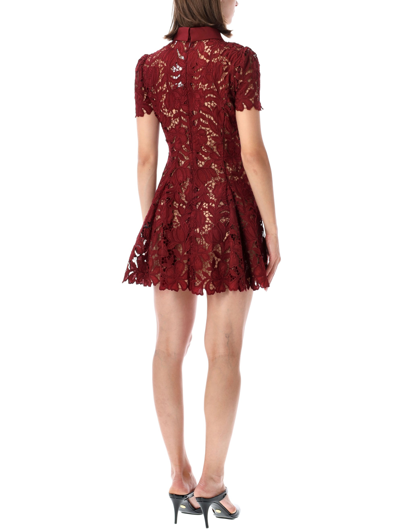 [SELF PORTRAIT] Short sleeve dress FW26 PF26111SABUBURGUNDY
