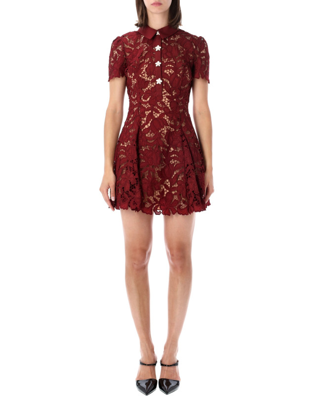 [SELF PORTRAIT] Short sleeve dress FW26 PF26111SABUBURGUNDY