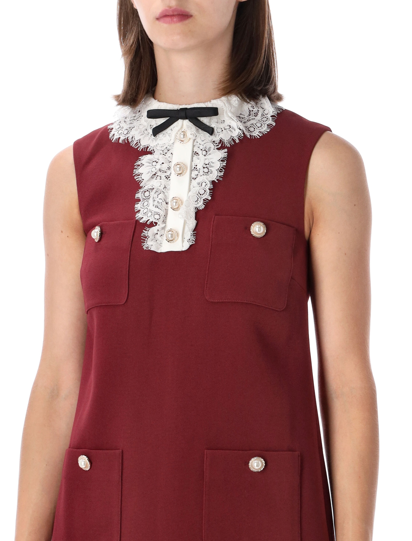[SELF PORTRAIT] Sleeveless dress FW26 PF26001SBBUBURGUNDY