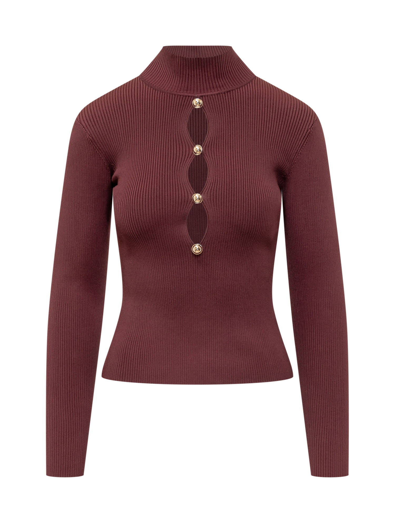 [Self-portrait] T-shirts Long Sleeve SS26 RS26138TBU BURGUNDY