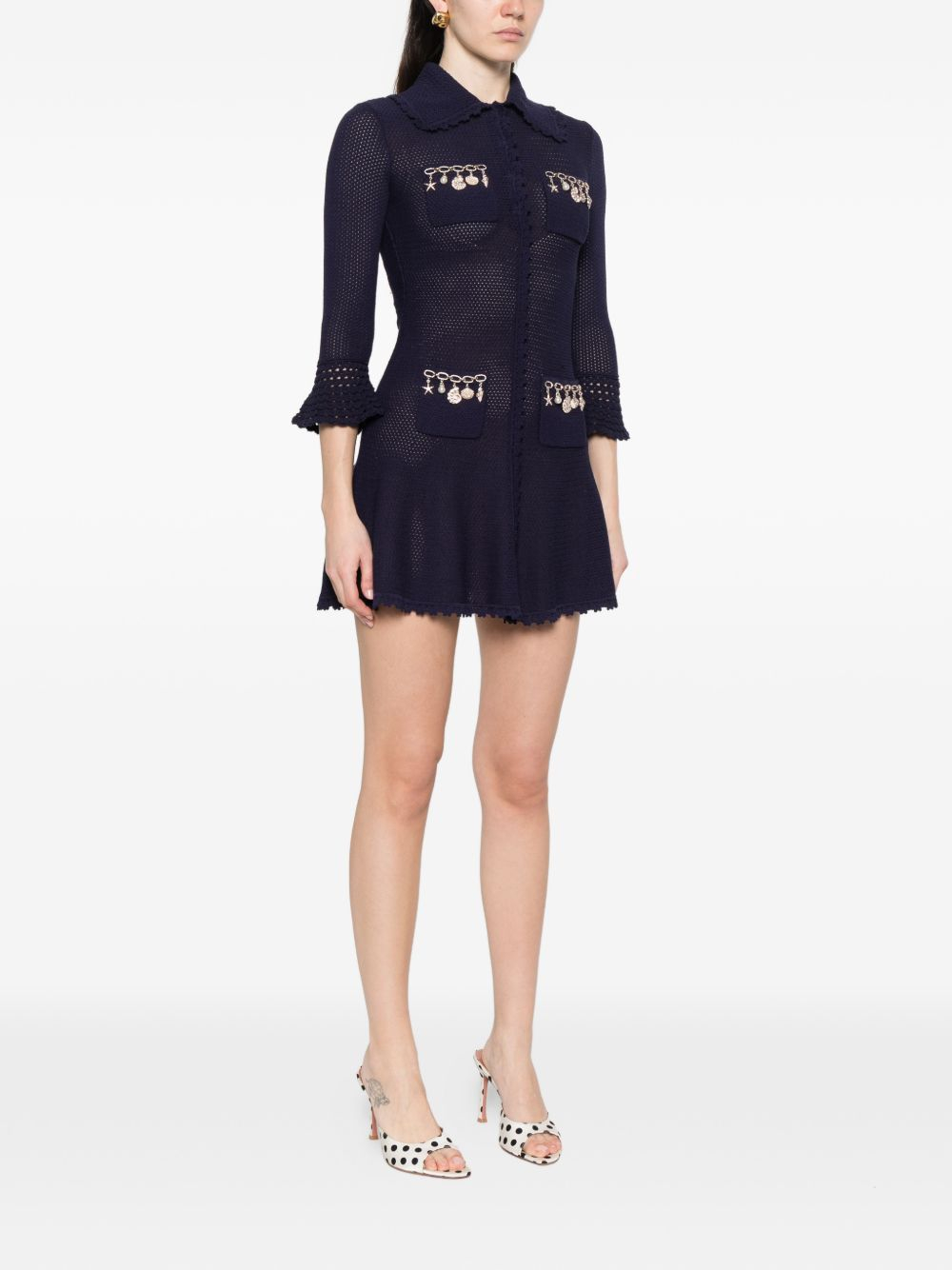 [Self - portrait] Long sleeve dress SS26 SS26-048S-NNAVY