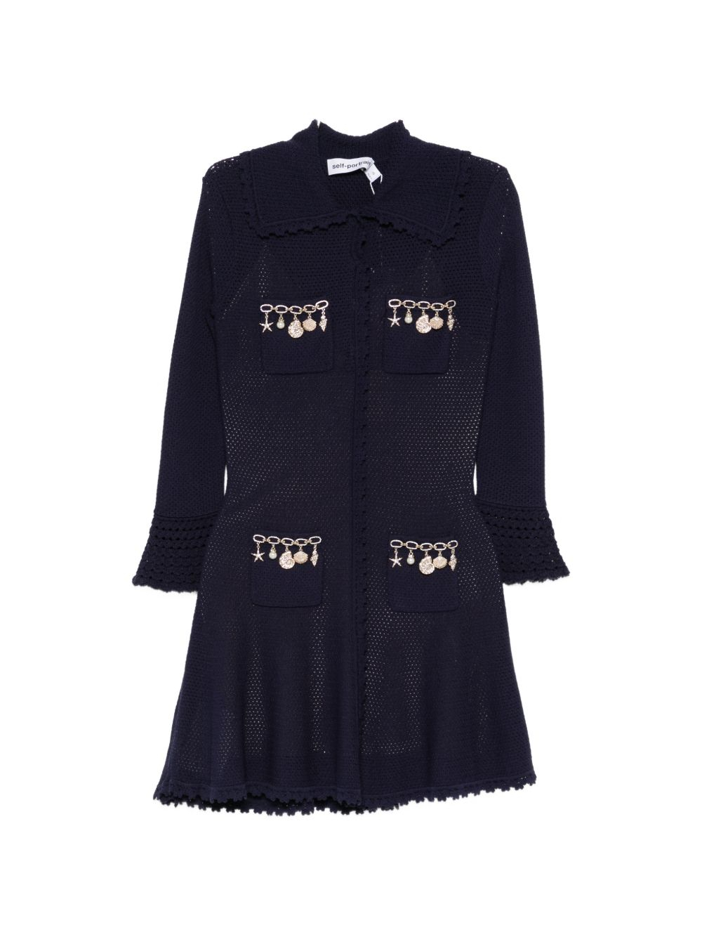 [Self - portrait] Long sleeve dress SS26 SS26-048S-NNAVY