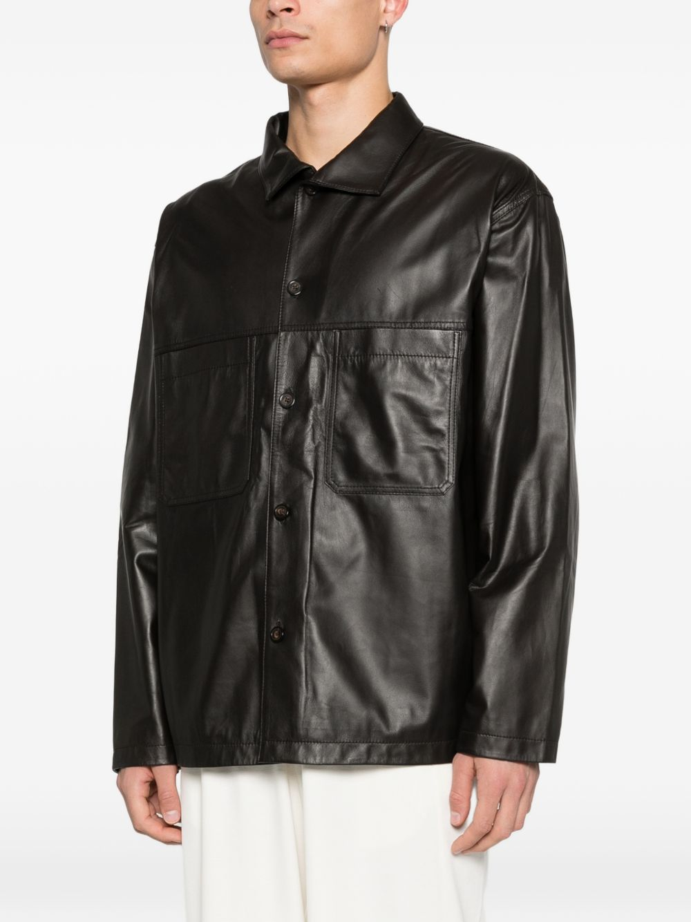 [E . ARMANI EXCLUSIVE PRE] Leather Jacket SS26 EM004729AF22948U8168