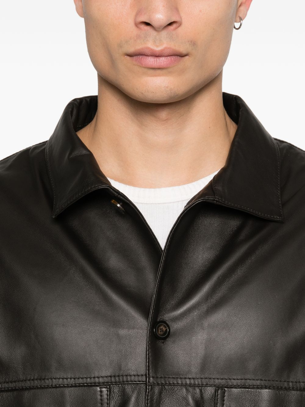 [E . ARMANI EXCLUSIVE PRE] Leather Jacket SS26 EM004729AF22948U8168