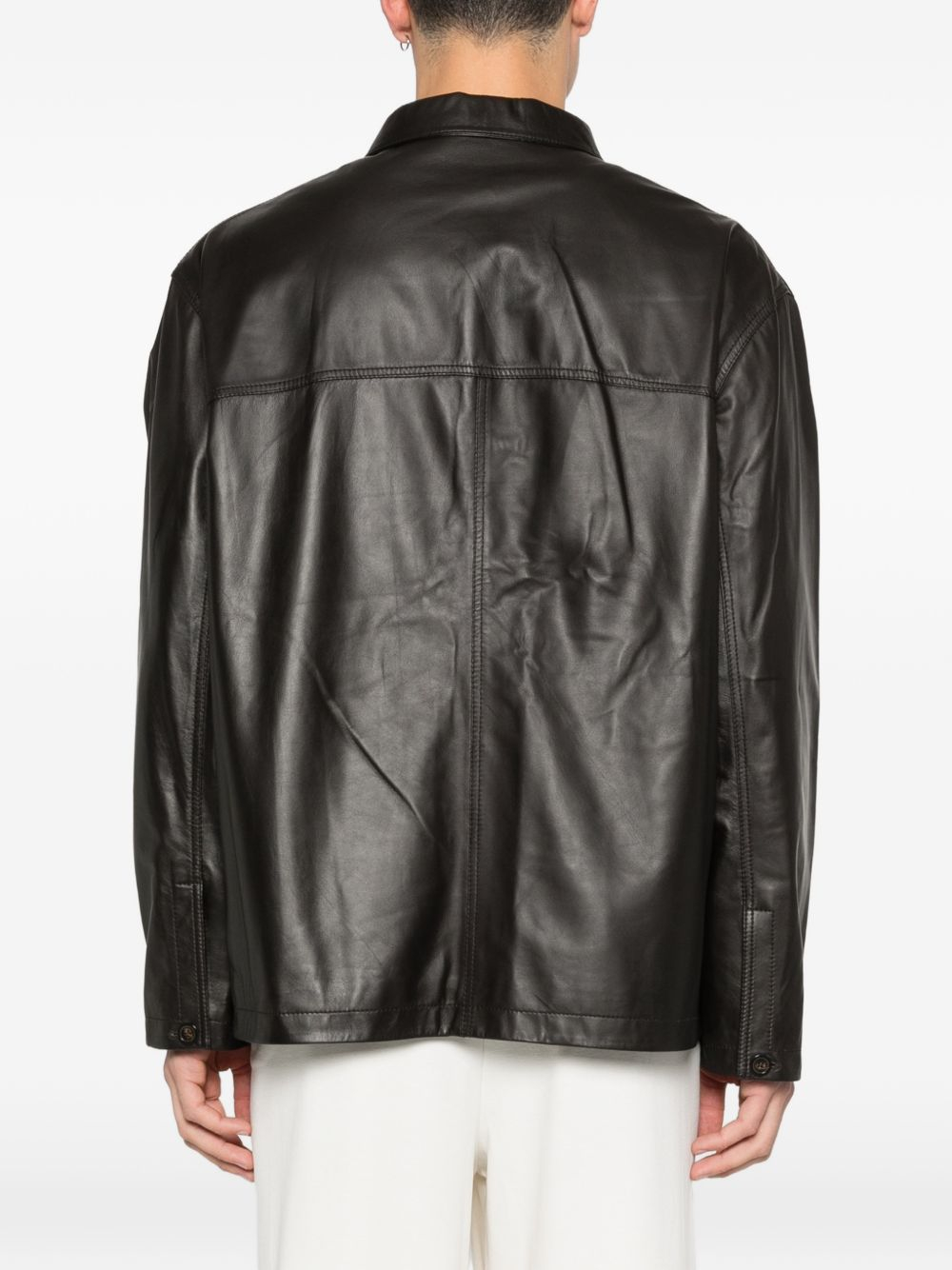 [E . ARMANI EXCLUSIVE PRE] Leather Jacket SS26 EM004729AF22948U8168