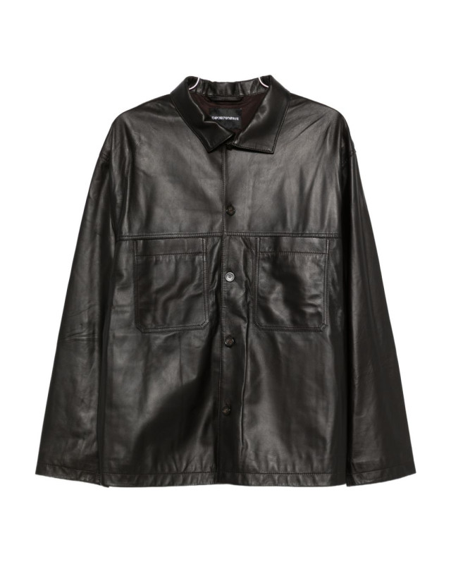 [E . ARMANI EXCLUSIVE PRE] Leather Jacket SS26 EM004729AF22948U8168