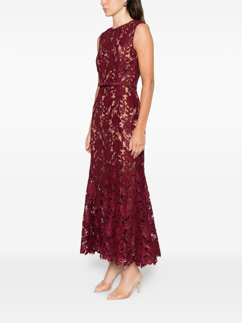 [Self - portrait] Sleeveless dress SS26 RS26-167MA-BUBURGUNDY