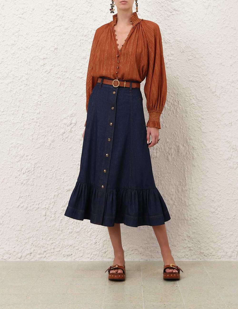 [Zimmermann] Blouse FW26 9005TSS261TAN