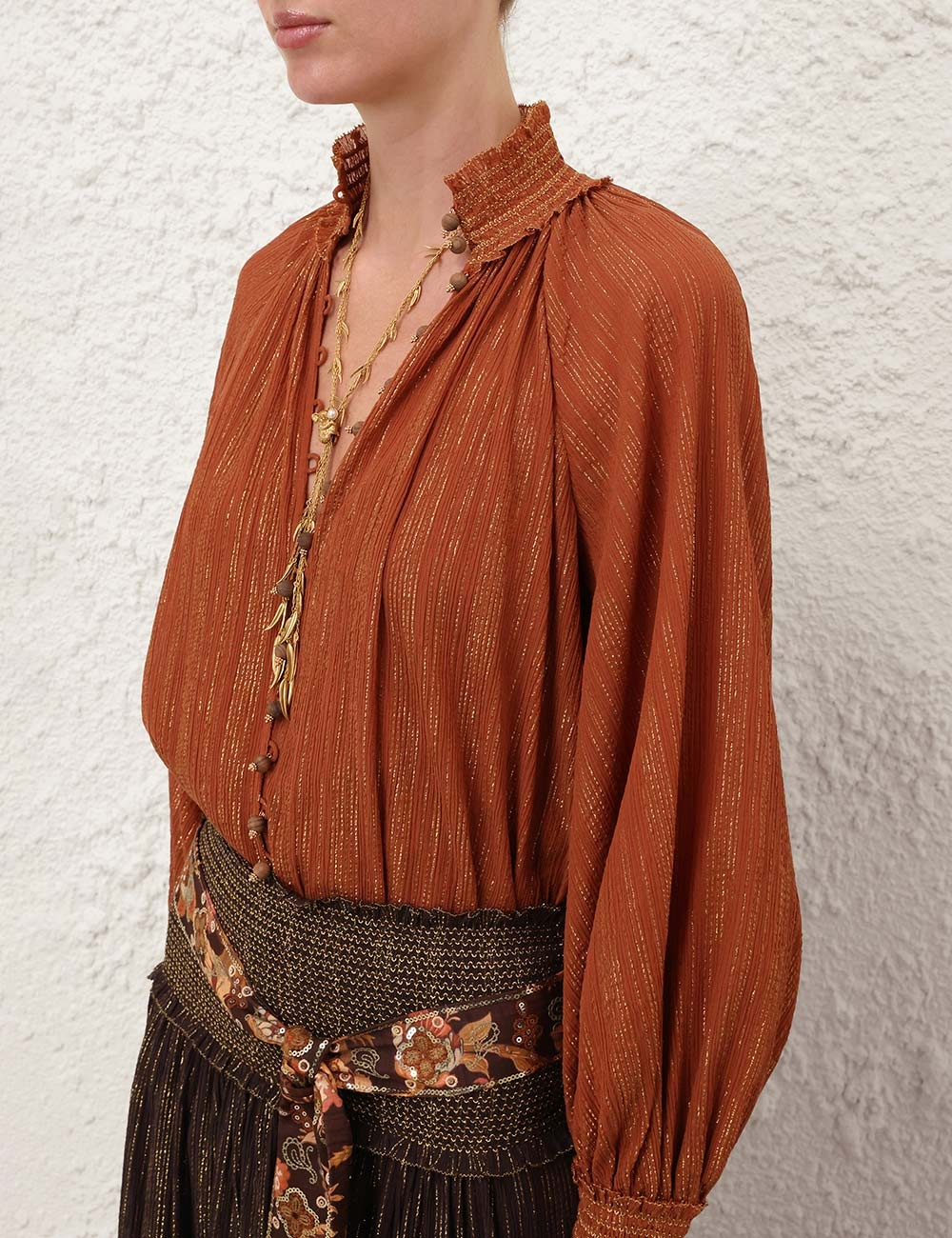 [Zimmermann] Blouse FW26 9005TSS261TAN