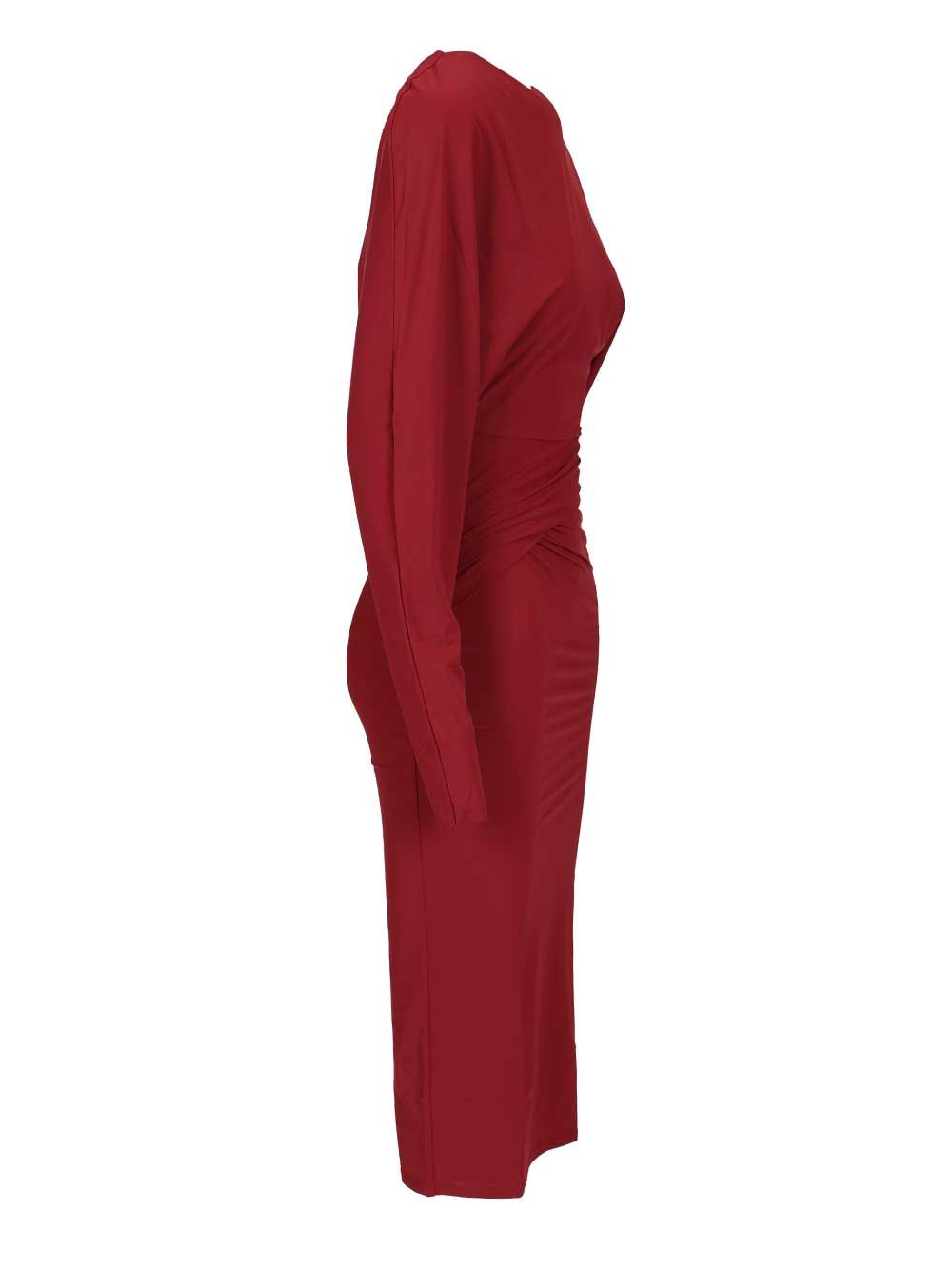 [Amazuin] Long sleeve dress FW25 11KARUBUBURGUNDY