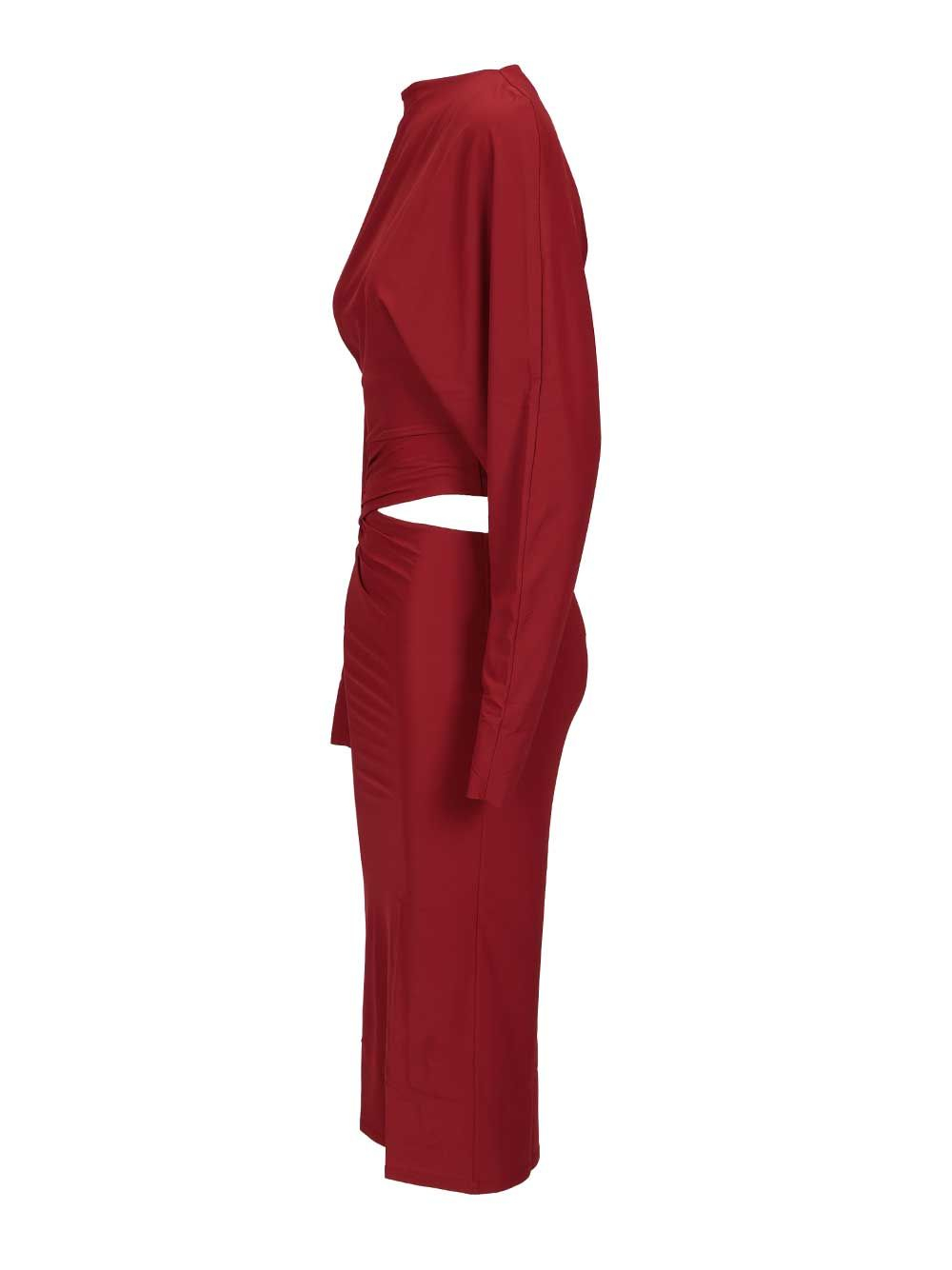 [Amazuin] Long sleeve dress FW25 11KARUBUBURGUNDY
