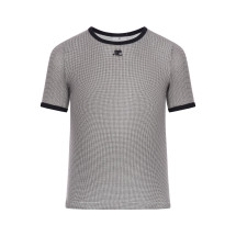 [Courreges] T-shirts Short Sleeve SS26 126JTS017JS0223B217 HOUNDSTOOTH BLACK