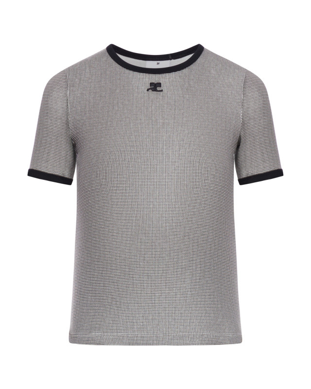 [Courreges] T-shirts Short Sleeve SS26 126JTS017JS0223B217 HOUNDSTOOTH BLACK