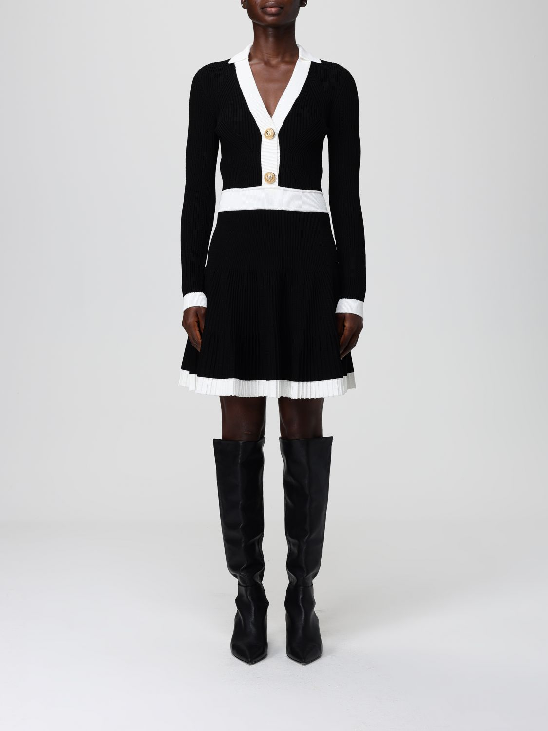 [Balmain] Long sleeve dress FW25 FF1R9858KI64 EAB