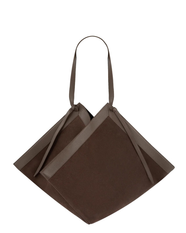 [YUZEFI] Shoulder bag SS26 LARGE-WONTON-SUEDE_NUTMEG