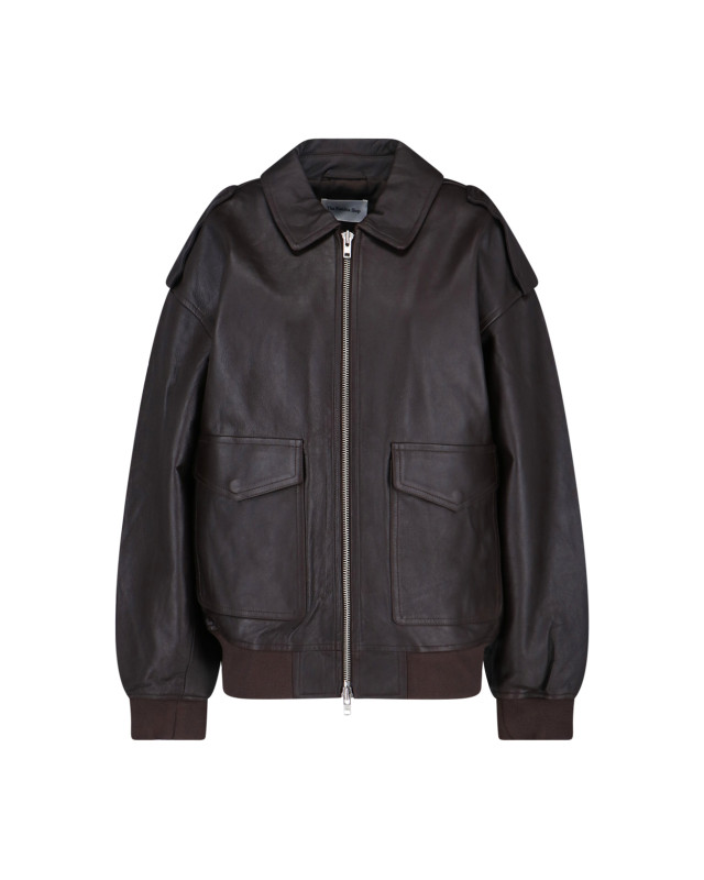 [THE FRANKIE SHOP] Leather Jacket SS26 VIPER LEATHER JACKETBROWN