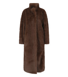 [THE FRANKIE SHOP] Coat SS26 RAVELLO FAUX FUR ROBE COATBROWN