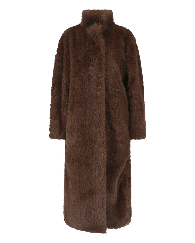 [THE FRANKIE SHOP] Coat SS26 RAVELLO FAUX FUR ROBE COATBROWN