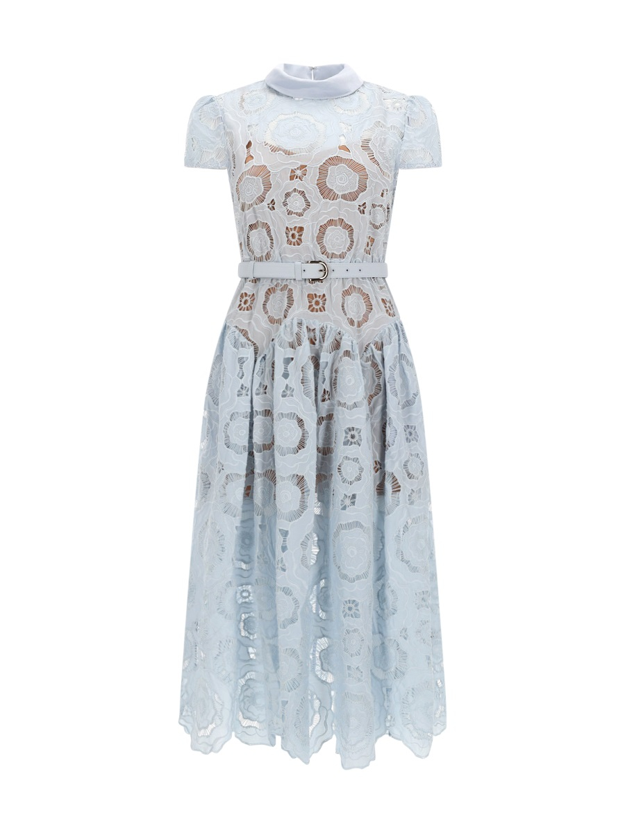 [Self-portrait] Short sleeve dress SS26 RS26-167MB-BL_BLUE