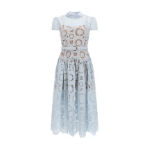 [Self-portrait] Short sleeve dress SS26 RS26-167MB-BL_BLUE