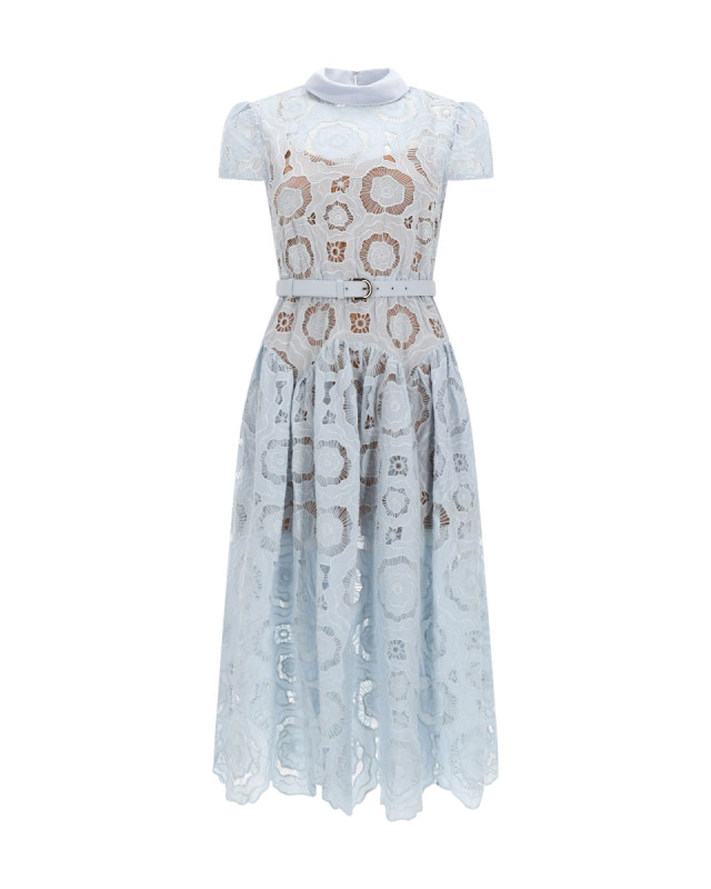 [Self-portrait] Short sleeve dress SS26 RS26-167MB-BL_BLUE