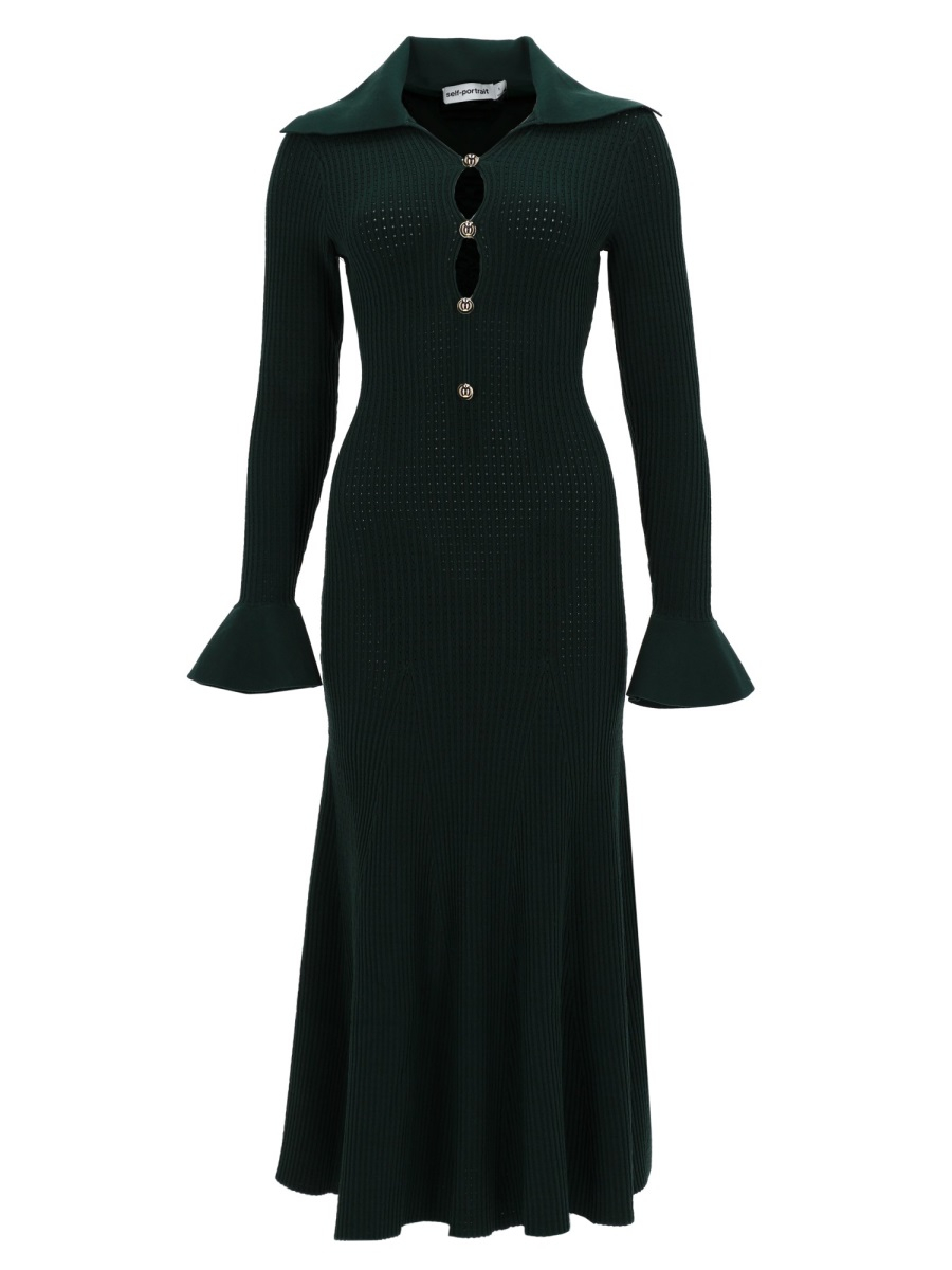 [Self-portrait] Long sleeve dress SS26 RS26-138MA-G_GREEN