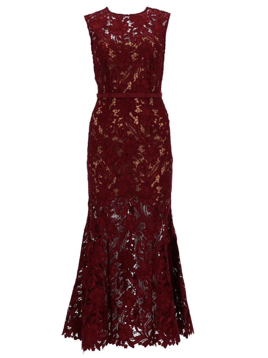 [Self-portrait] Sleeveless dress SS26 RS26-167MA-BU_BURGUNDY