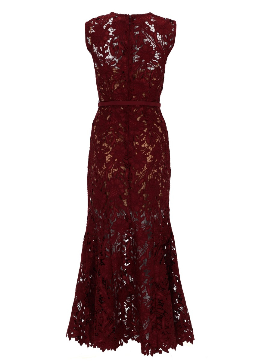 [Self-portrait] Sleeveless dress SS26 RS26-167MA-BU_BURGUNDY