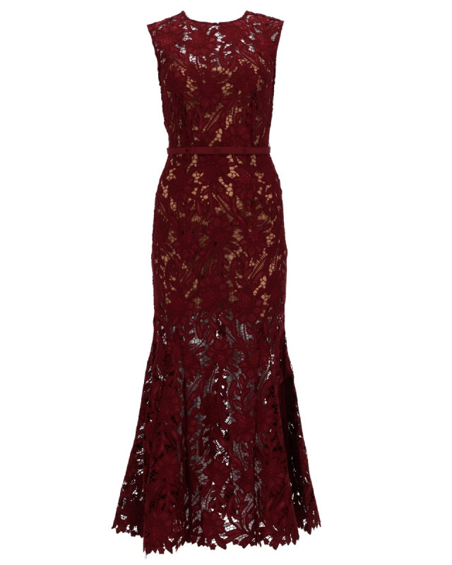 [Self-portrait] Sleeveless dress SS26 RS26-167MA-BU_BURGUNDY