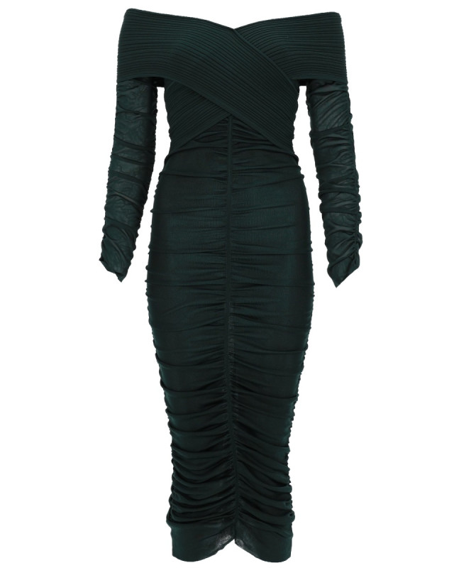 [Self-portrait] Long sleeve dress SS26 RS26-011MA-G_GREEN