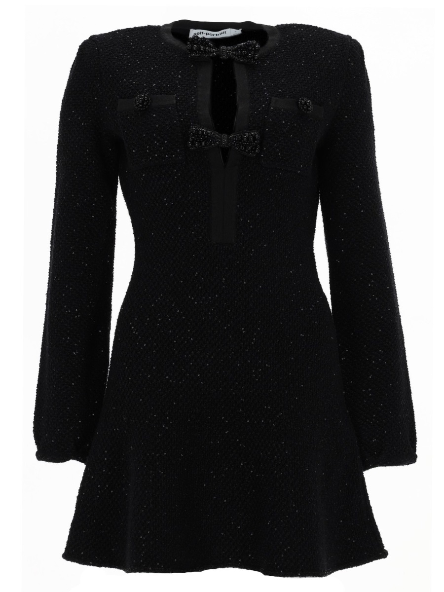 [Self-portrait] Long sleeve dress SS26 RS26-210S-B_BLACK