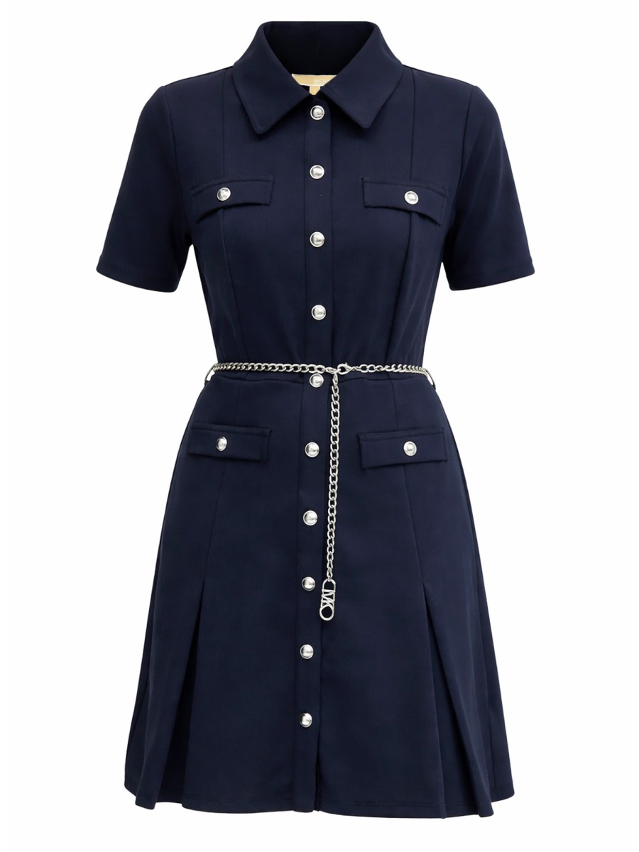 [MICHAEL BY MICHAEL KORS] Short sleeve dress SS26 MR683BX667_409MIDNIGHTBLUE