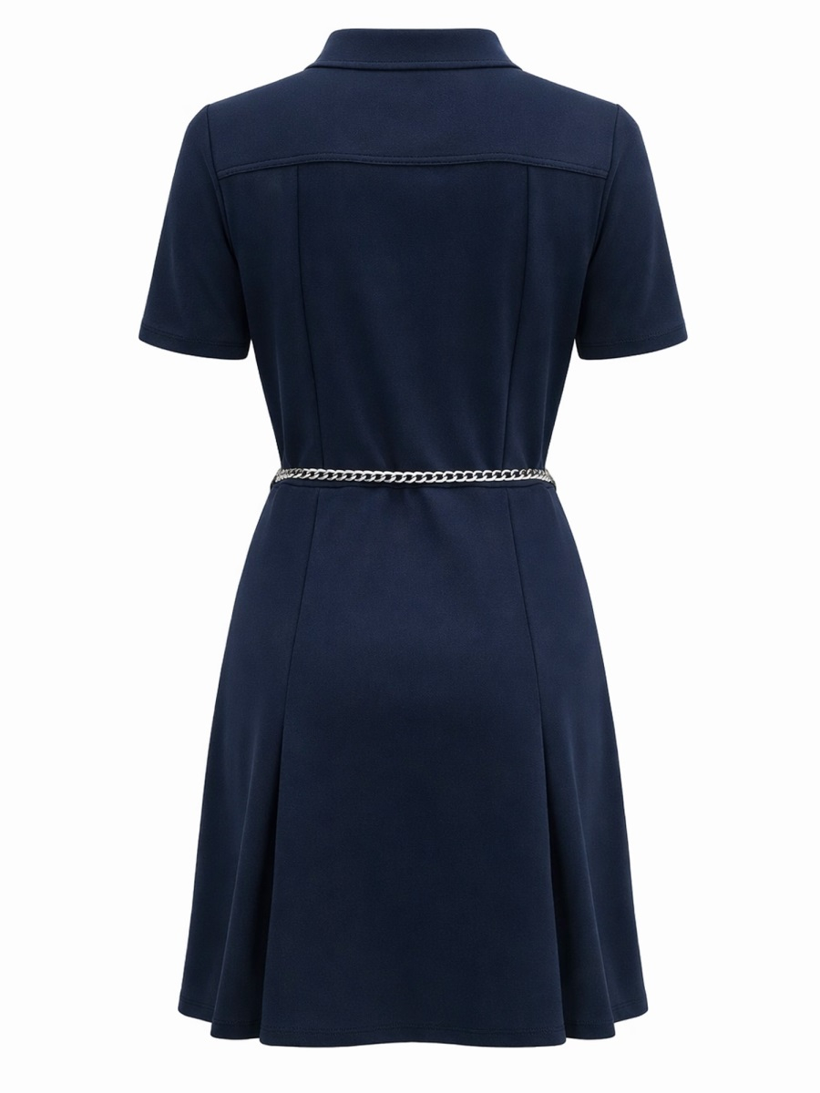 [MICHAEL BY MICHAEL KORS] Short sleeve dress SS26 MR683BX667_409MIDNIGHTBLUE