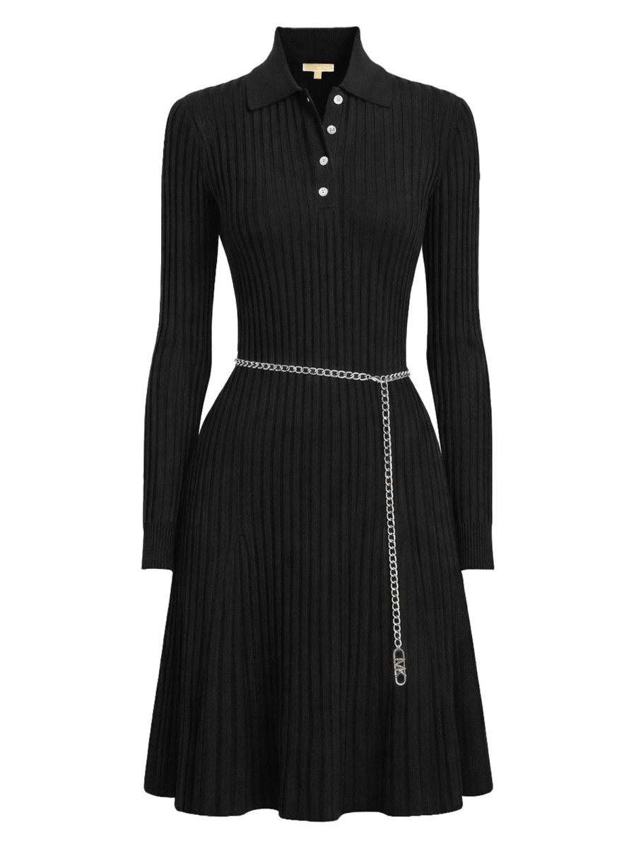 [MICHAEL BY MICHAEL KORS] Long sleeve dress SS26 MR6839S5ZV_001BLACK