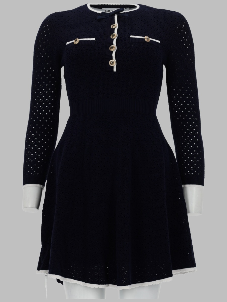 [Self-portrait] Long sleeve dress SS26 SS26-055S-N_NAVY
