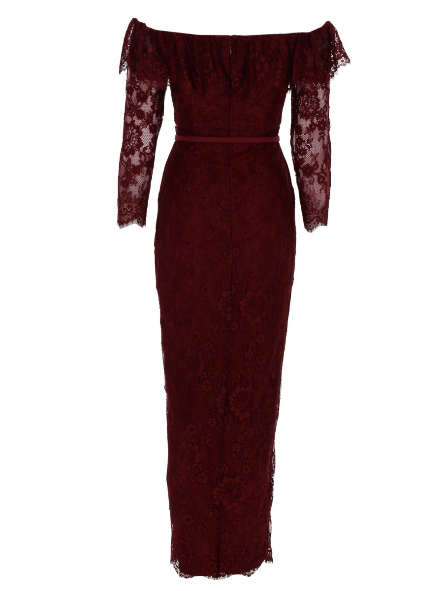 [Self-portrait] Long sleeve dress SS26 RS26-188X-BU_BURGUNDY