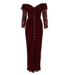[Self-portrait] Long sleeve dress SS26 RS26-188X-BU_BURGUNDY