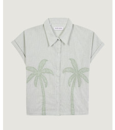 [MAISON LABICHE] Shirts Short Sleeve SS26 ZWSURVILLEPALMLINEN PATCH OLIVE