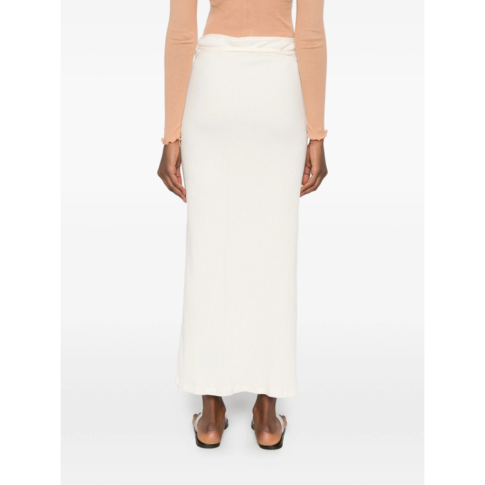 [BASERANGE] Long skirt SS26 SKBR-RIB BRIG OFFWH
