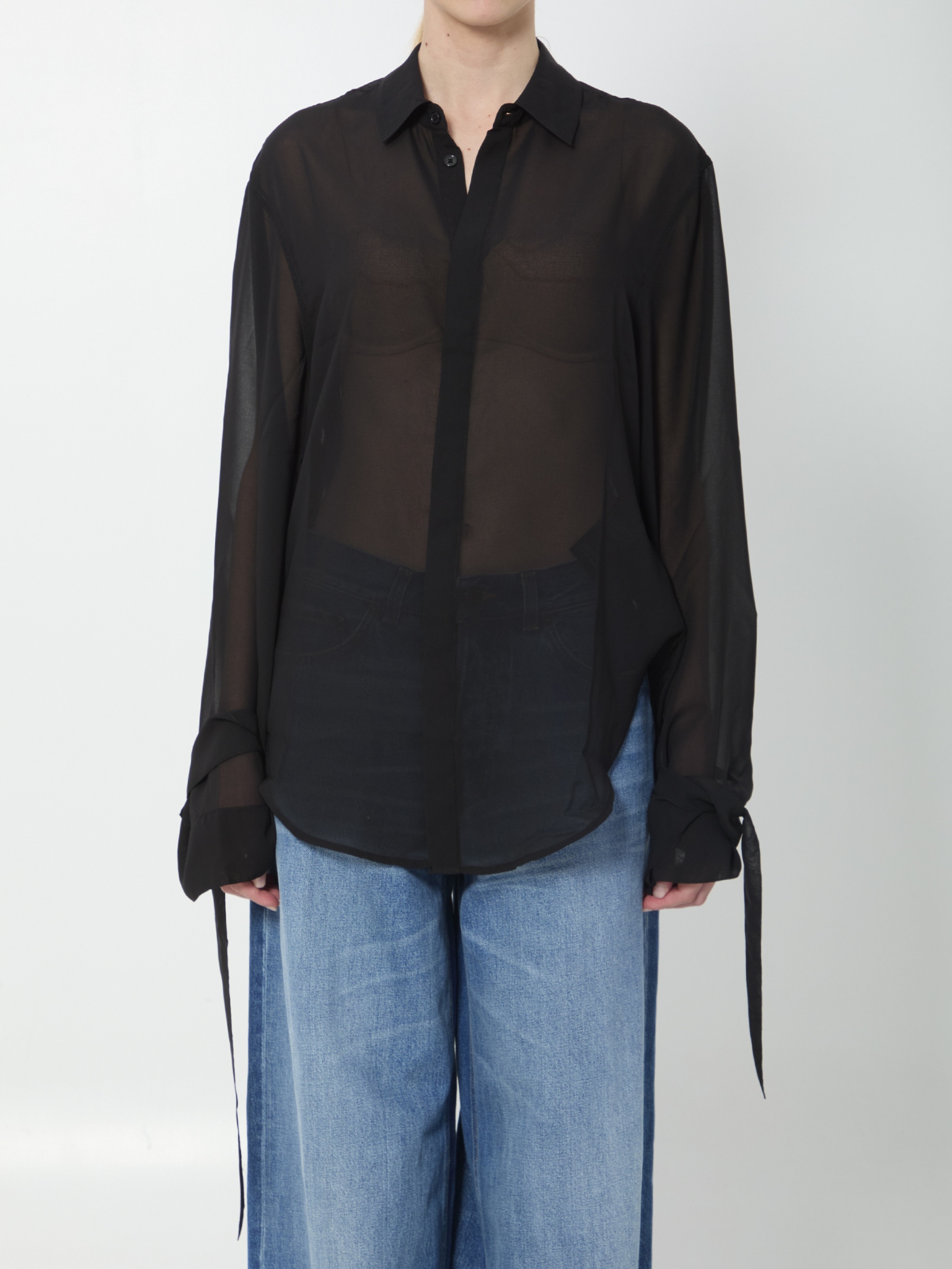 [THE FRANKIE SHOP] Shirts Long Sleeve SS26 CHFS21510100__BLACK