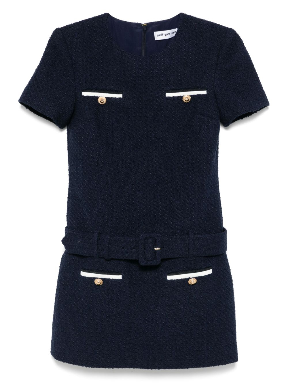 [Self - portrait] Short sleeve dress FW25 PF25-034SBLUE