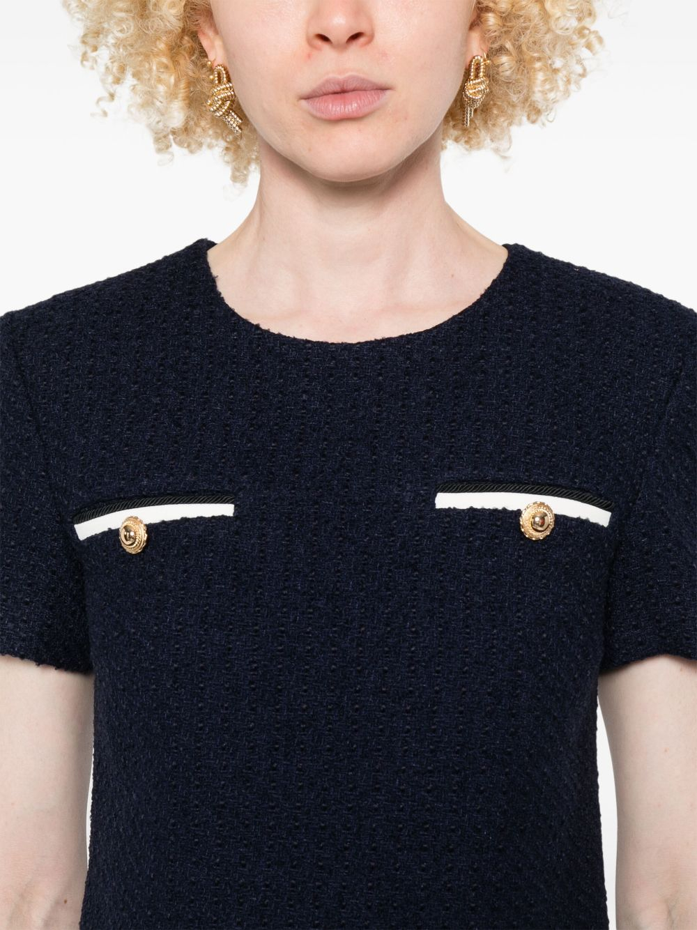 [Self - portrait] Short sleeve dress FW25 PF25-034SBLUE