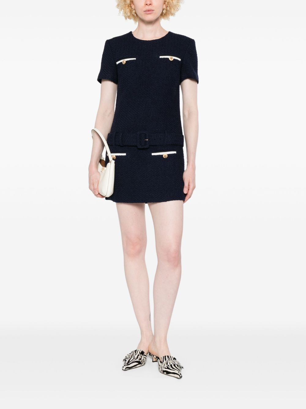 [Self - portrait] Short sleeve dress FW25 PF25-034SBLUE