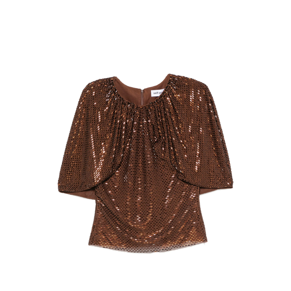 [Self-portrait] Blouse FW26 PF26-054T-BR  BROWN