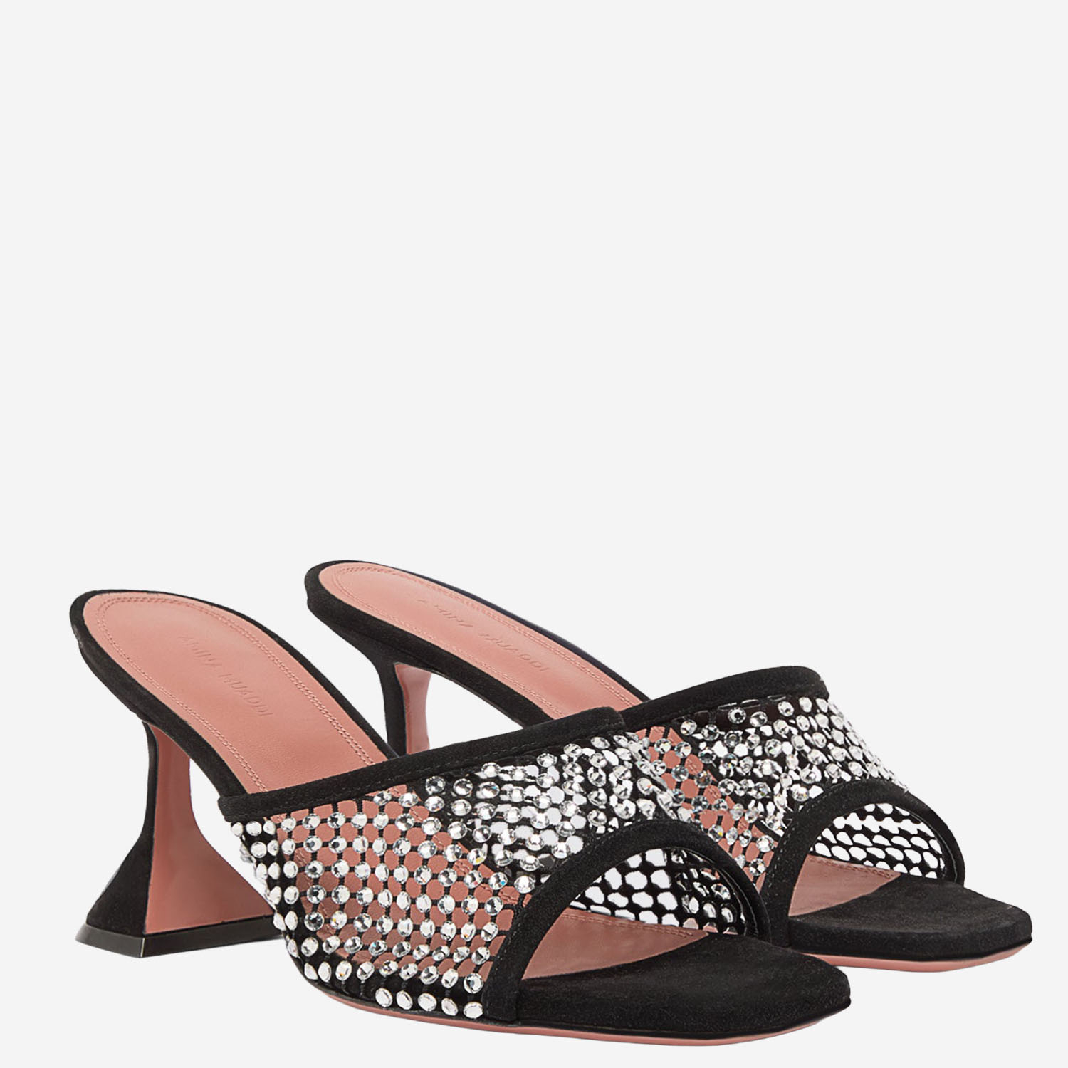 [Amina Muaddi] Pumps SS26 LUPITACRYSTALNETSLIPPER70BLACKWHITE